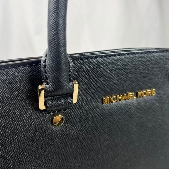 Michael Kors Selma Medium Satchel – Black Saffiano Leather, Gold Hardware - Picture 5 of 7